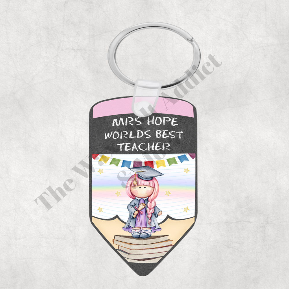 Personalised Pencil Shaped Teacher Appreciation Keyring