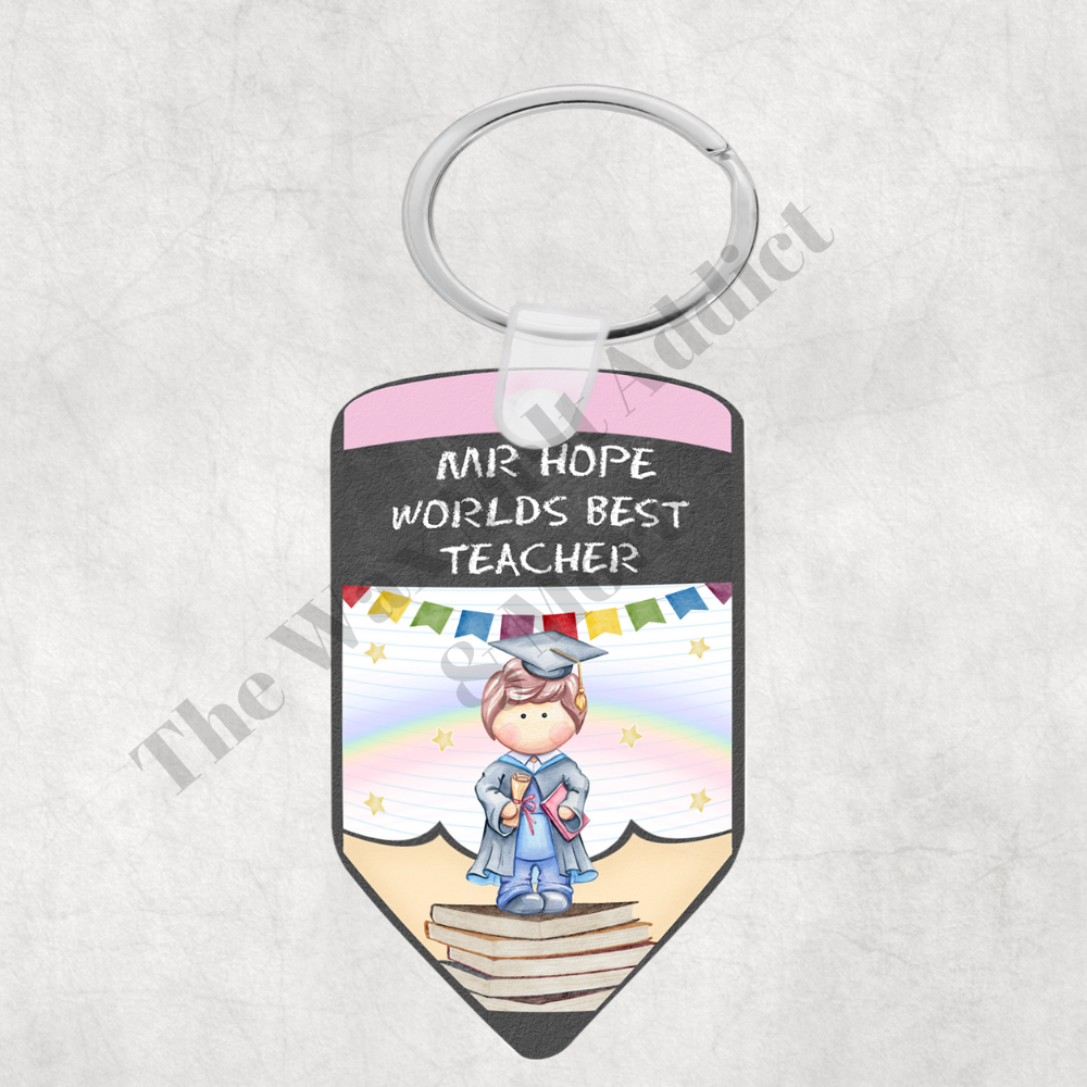 Personalised Pencil Shaped Teacher Appreciation Keyring