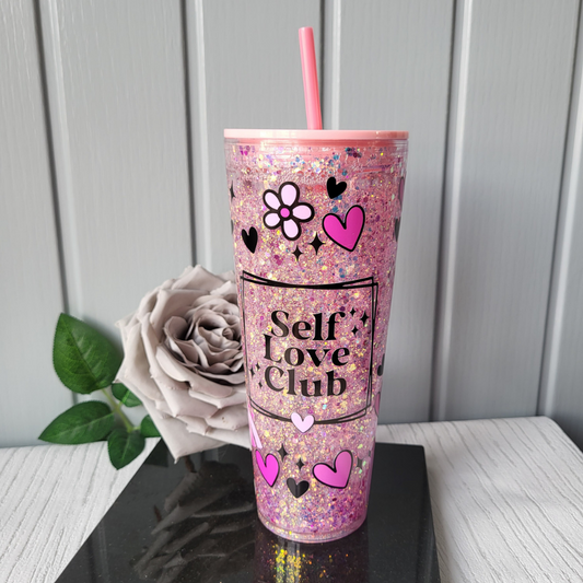 Self Love Club Glitter Snowglobe Tumbler