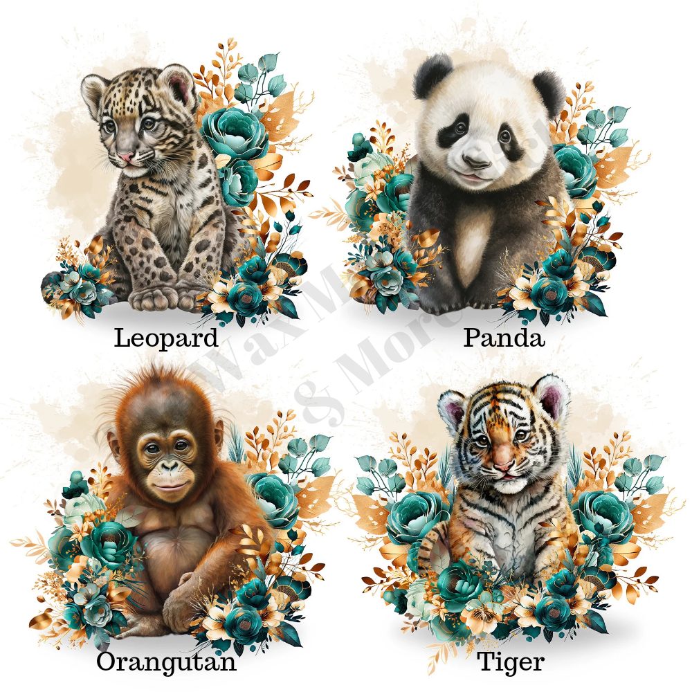 Safari Baby Animal Prints - Teal & Gold