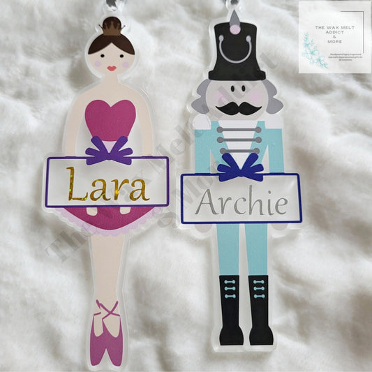 Acylic, Ballerina and Nutcracker Hanging Ornament.