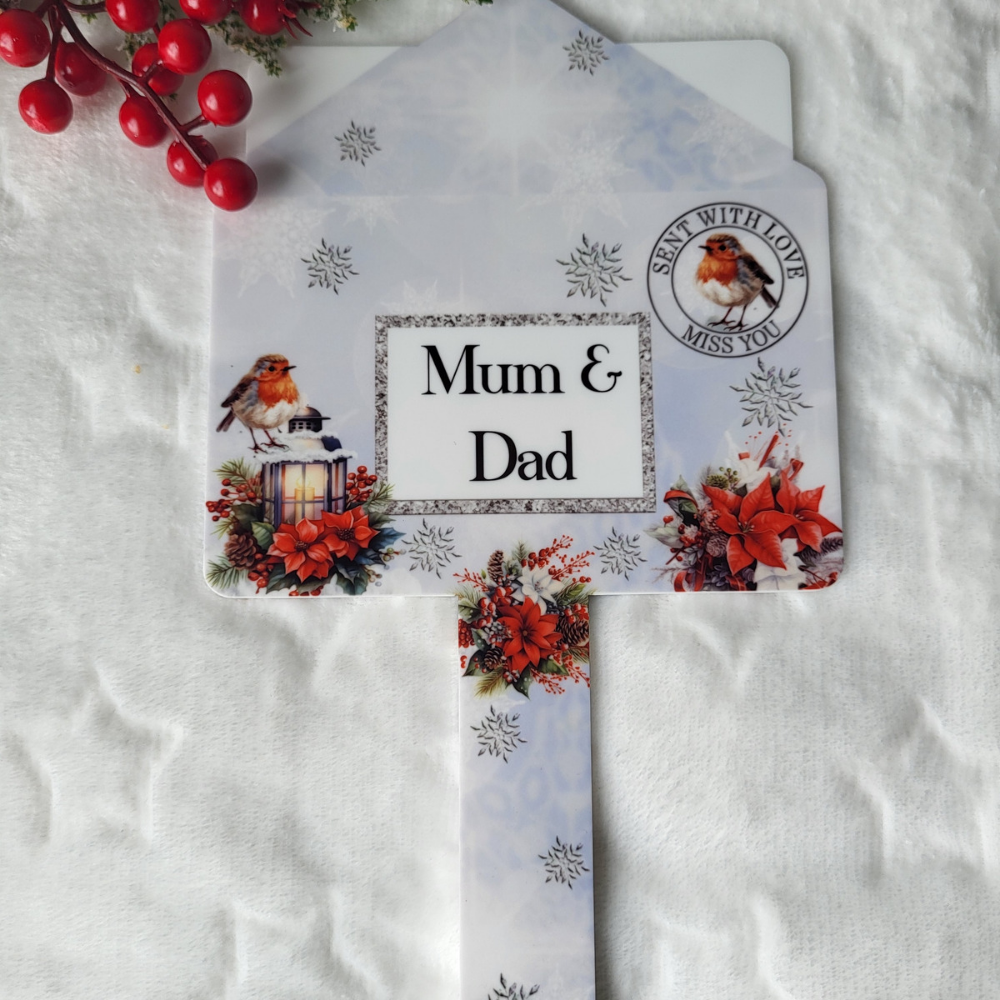 Personalised Robin Design Letters to Heaven Grave Marker/Memorial Plaque