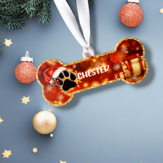 Personalised Christmas Dog Bone Hanging Ornament