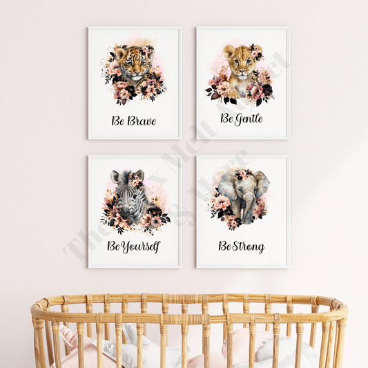 Safari Baby Animal Prints - Pink & Black