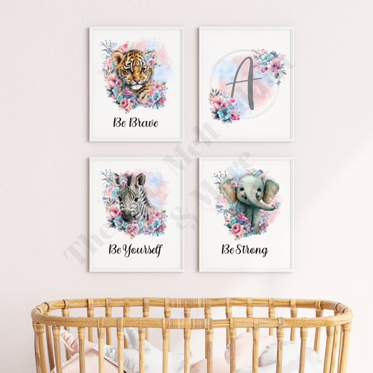 Safari Baby Animal Prints - Pink & Blue