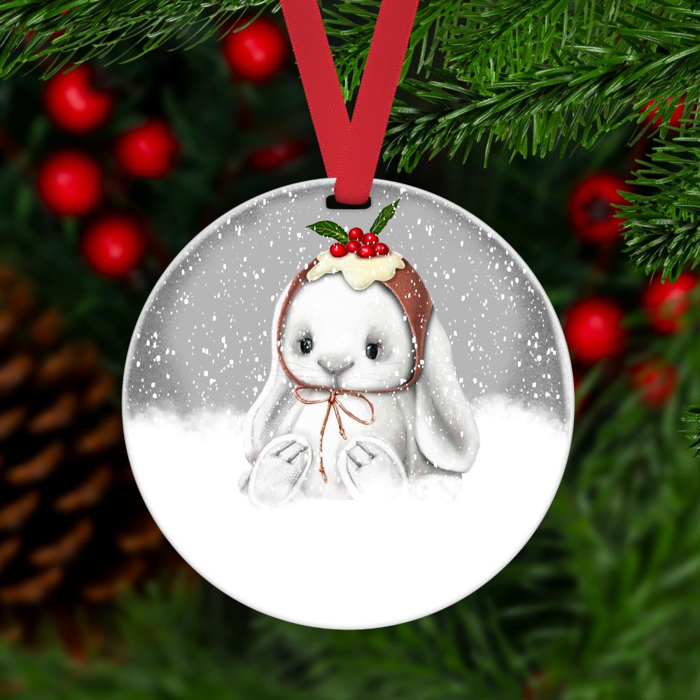 Pudding Bunny Christmas Baubles - Baby's 1st Christmas